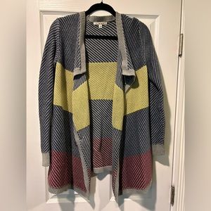 CAbi Striped Open Front Cardigan Duster Size S